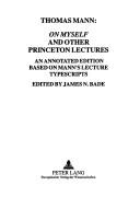 Cover of: On myself and other Princeton lectures by Thomas Mann