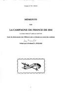 Cover of: Mémento sur la campagne de France de 1814 by Jean-Pierre Mir