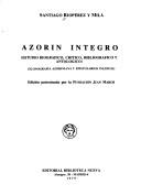 Cover of: Azorin integro by Santiago Ríopérez y Milá
