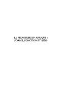 Cover of: Le proverbe en Afrique: forme, fonction et sens