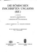 Cover of: Die Römischen Inschriften Ungarns (RIU).