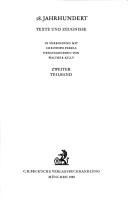 Cover of: 18. Jahrhundert: Texte und Zeugnisse