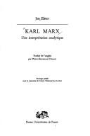 Cover of: Karl Marx by Jon Elster, Jon Elster