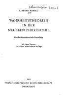 Cover of: Wahrheitstheorien in der neueren Philosophie: e. krit. -systemat. Darst.