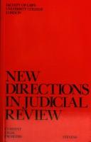 Cover of: New Directions in Judicial Review by Jeffrey L. Jowell