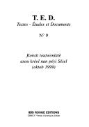 Cover of: Konsit toutwonlatè asou kréol nan péyi Sésel (oktob 1999)