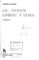 Cover of: Gil Vicente: espíritu y letra.