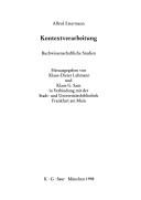 Cover of: Kontextverarbeitung: buchwissenschaftliche Studien