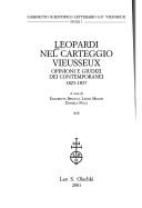 Cover of: Leopardi nel carteggio Vieusseux: opinioni e giudizi dei contemporanei, 1823-1837
