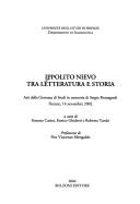 Cover of: Ippolito Nievo tra letteratura e storia by a cura di Simone Casini, Enrico Ghidetti, Roberta Turchi ; prefazione di Pier Vincenzo Mengaldo.
