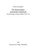 Cover of: Ein demotisches juristisches Lehrbuch: Untersuchungen zu Papyrus Berlin P 23757 rto
