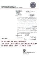 Cover of: Nordische Studenten an der Universit at Greifswald in der Zeit  von 1815 bis 1933