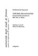 Cover of: Théorie des sonantes: il manoscritto di Ginevra, BPU Ms. fr. 3955/1