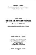 Actes du colloque Ouest et romantismes by Colloque Ouest et romantismes (1990 Angers)