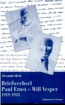 Cover of: Briefwechsel Paul Ernst - Will Vesper 1919 - 1933