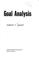 Goal Analysis by Robert F. Mager