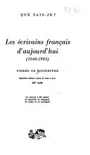 Cover of: Les écrivains français d'aujourd'hui (1940-1985) by Pierre de Boisdeffre