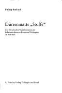 Cover of: D urrenmatts "Stoffe": zur literarischen Transformation der Erkenntnistheorien Kants und Vaihingers im Sp atwerk