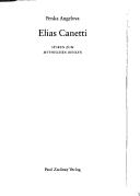 Cover of: Elias Canetti: Spuren zum mythischen Denken by Penka Angelova