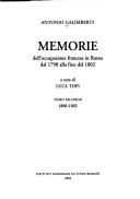 Memorie dell'occupazione francese in Roma dal 1798 alla fine del 1802 by Antonio Galimberti