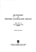 Cover of: Dictionary of Western Australians 1829-1914.