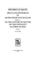Cover of: On the nature of matter: On the intellect as form of man