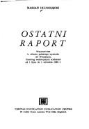 Cover of: Ostatni raport by Marian Długołęcki, Marian Długołęcki