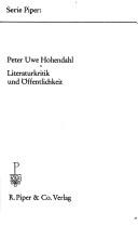 Cover of: Literaturkritik und Öffentlichkeit / Peter Uwe Hohendahl.