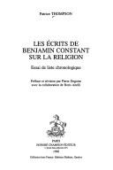 Cover of: Les écrits de Benjamin Constant sur la religion: essai de liste chronologique