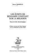 Cover of: écrits de Benjamin Constant sur la religion: essai de liste chronologique