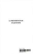 Cover of: La phénoménologie en questions by Françoise Dastur
