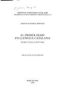 Cover of: primer diari en llengua catalana: diari català (1879-1881)