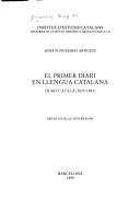 Cover of: Primer diari en llengua catalana: Diari català (1879-1881)