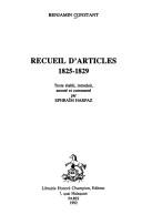Cover of: Recueil d'articles by Benjamin Constant