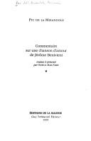 Cover of: Commentaire sur une chanson d'amour de Jérôme Benivieni, (édition bilingue français - italien) by Giovanni Pico della Mirandola, Patricia Mari-Fabre