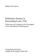 Cover of: Politisches Denken in Deutschland nach 1945: Erfahrung und Umgang mit der Kontingenz in der unmittelbaren Nachkriegszeit