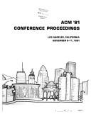 Cover of: ACM '81: conference proceedings : Los Angeles, California, November 9-11, 1981.