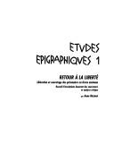 Etudes Epigraphiques Retour a La Liber by Anne Bielman