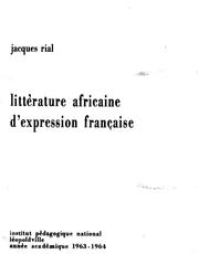 Cover of: Littérature africaine d'expression française.