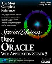 Cover of: Using Oracle Web application server 3 by Rick Greenwald