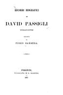 Ricordi biografici di David Passigli, tipografo-editore by Piero Barbèra