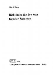 Cover of: Richtlinien für den Satz fremder Sprachen by Alfred Alisch