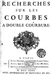 Cover of: Recherches sur les courbes à double courbure. by Alexis Claude Clairaut