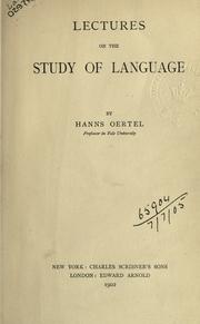 Cover of: Lectures on the study of language. by Hanns Oertel