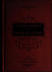 Cover of: Initial studies in American letters