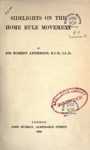 Cover of: Sidelights on the home rule movement by Robert Anderson