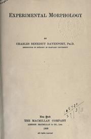 Cover of: Experimental morphology. by Charles Benedict Davenport