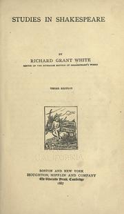 Cover of: Studies in Shakespeare by Richard Grant White