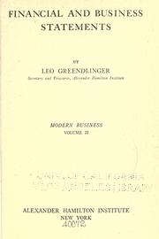 Financial and business statements by Leo Greendlinger