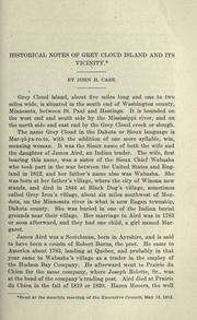 Historical notes of Grey Cloud Island and its vicinity